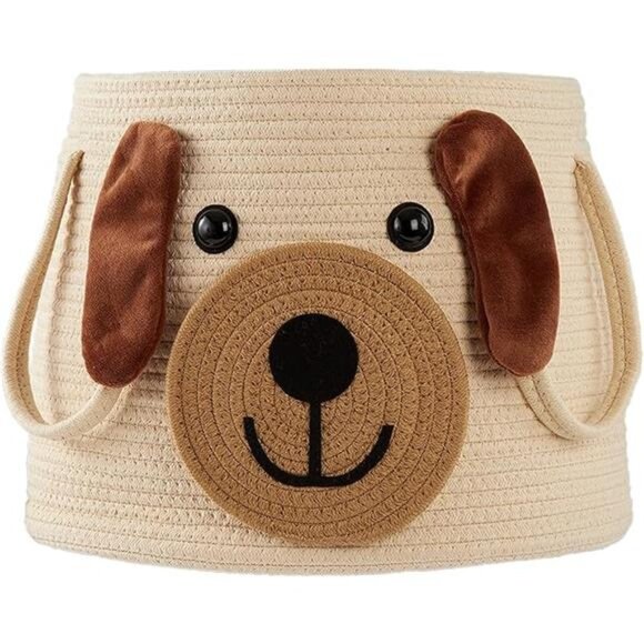 Large Dog Woven Basket with Handles - Toy Storage Bin, - Picture 7 of 14